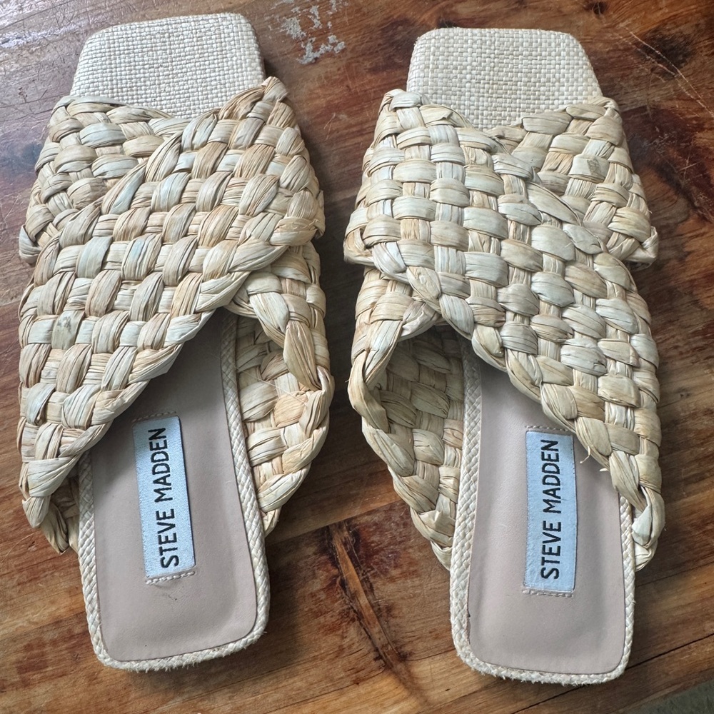Steve Madden Tan Braided Leather Sandals